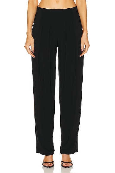 Norma Kamali Low Rise Pleated Trouser in Black