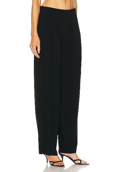 Shop Norma Kamali Low Rise Pleated Trouser In Black