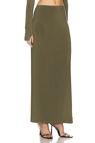 Shop Norma Kamali Side Slit Long Skirt In Military