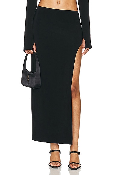 Shop Norma Kamali Marissa Wide Slit Skirt In Black