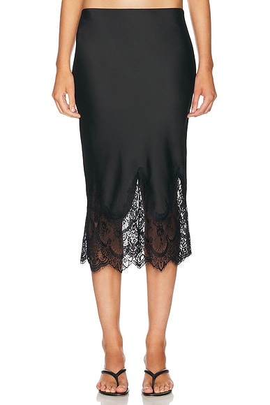 Norma Kamali Bias Half Slip Dress With Lace in Black