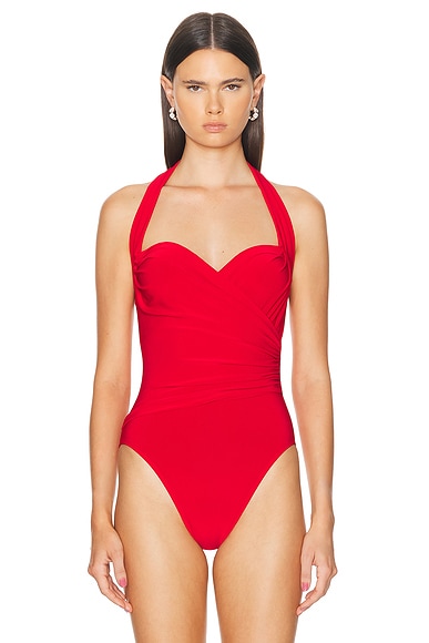 Norma Kamali Cayla Bodysuit In Tiger Red
