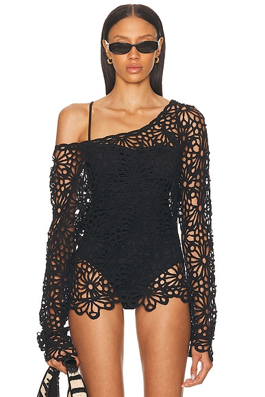 Norma Kamali for FWRD Off Shoulder Raglan Top in Black