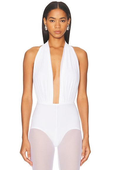 Norma Kamali Halter Bodysuit in Snow White