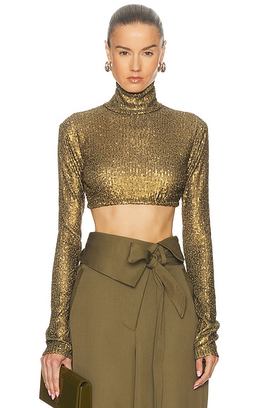 Long Sleeve Slim Fit Turtleneck Cropped Top