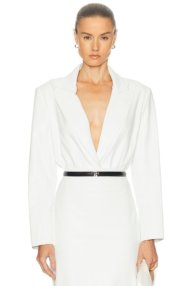 Norma Kamali Easy Fit Single Breasted Bodysuit in Snow White