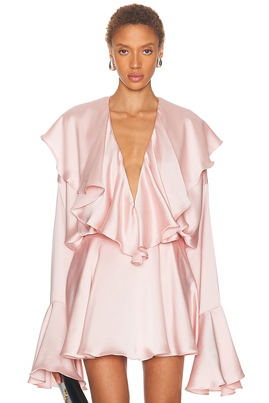 Long Sleeve Deep V Ruffle Bodysuit