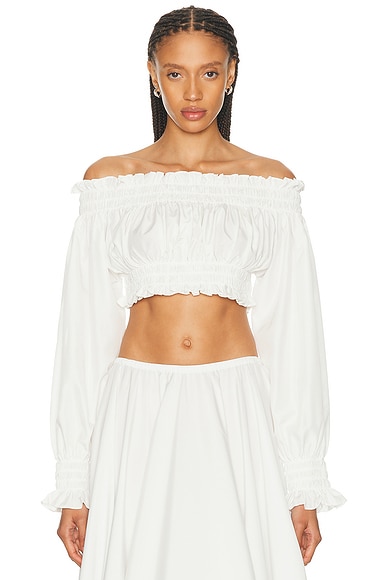Long Sleeve Peasant Cropped Top