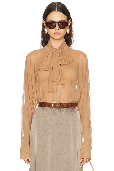 Norma Kamali Oversized Bow Bodysuit in Sable