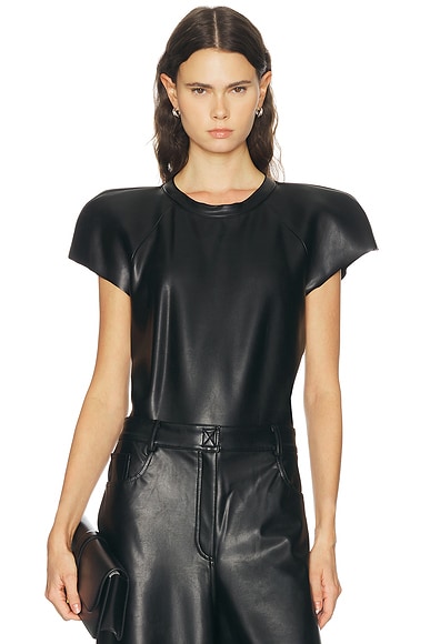 Norma Kamali Cap Sleeve Bomber Bodysuit in Black