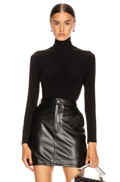 Norma Kamali Long Sleeve Turtleneck Bodysuit in Black