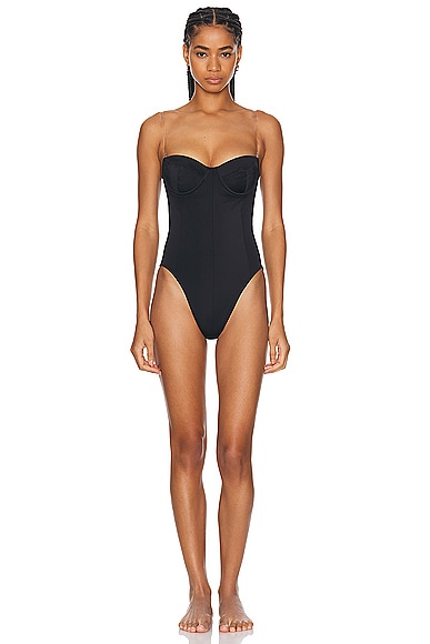 Shop Norma Kamali Corset Swimsuit In Black