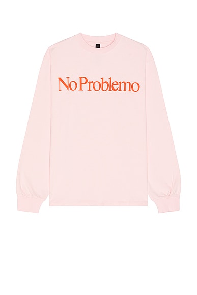 No Problemo No Problemo Long Sleeve Tee in Pale Pink