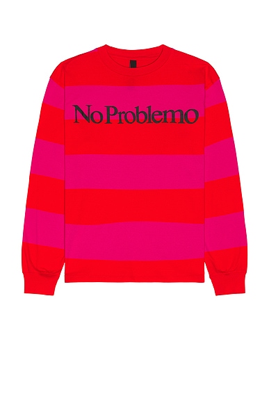 No Problemo No Problemo Striped Long Sleeve Tee in Red