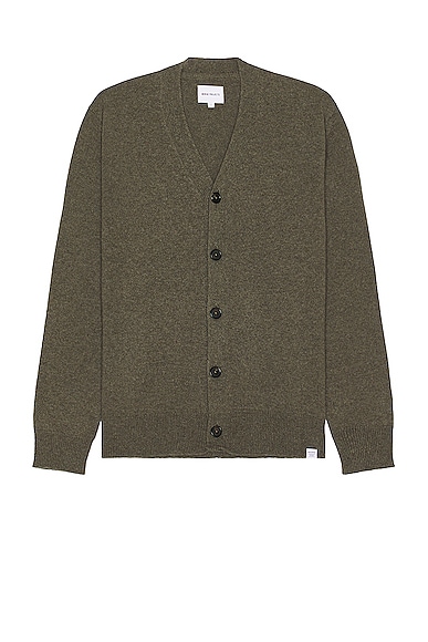 Norse Projects Adam Merino Lambswool Cardigan in Ivy Green