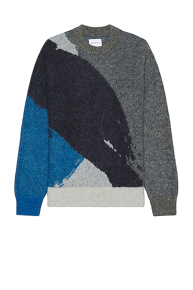 Norse Projects Arild Alpaca Mohair Jacquard Sweater in Grey Melange