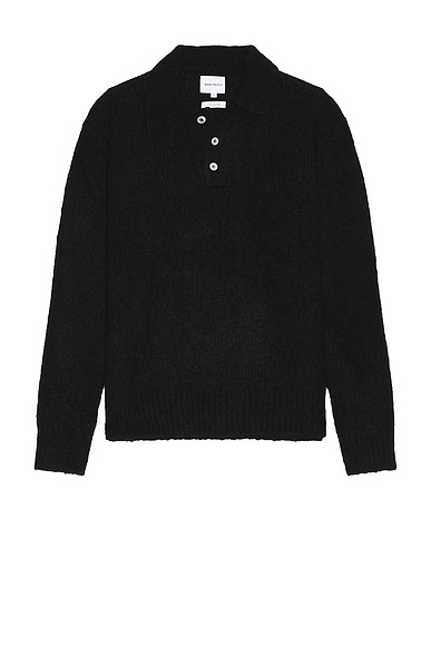 Norse Projects Rasmus Relaxed Brushed Polo Sweater in Black