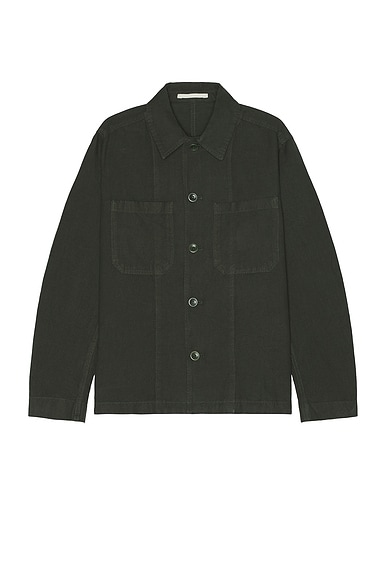 Norse Projects Tyge Cotton Linen Overshirt in Spruce Green