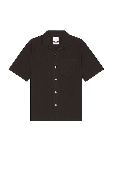 Norse Projects Carsten Cotton Tencel Shirt in Espresso