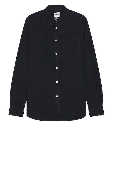 Shop Norse Projects Osvald Cotton Tencel Shirt In Dark Navy