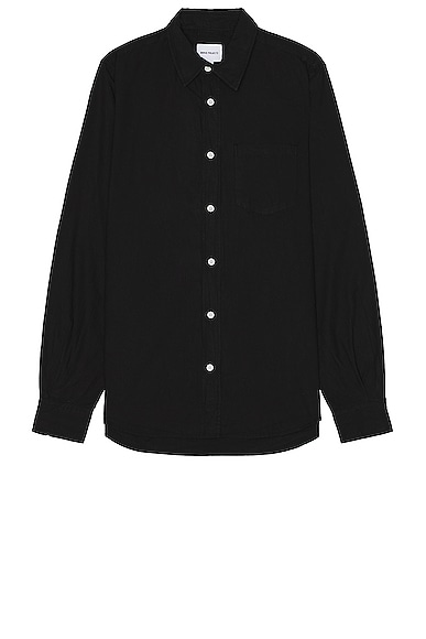 Norse Projects Osvald Cotton Tencel Shirt in Black