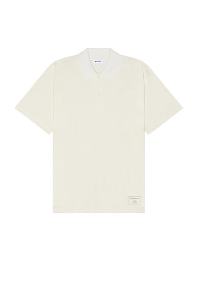 Norse Projects Espen Loose Printed Short Sleeve Polo in Ecru