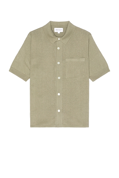 Norse Projects Rollo Cotton Linen Short Sleeve Shirt in Clay