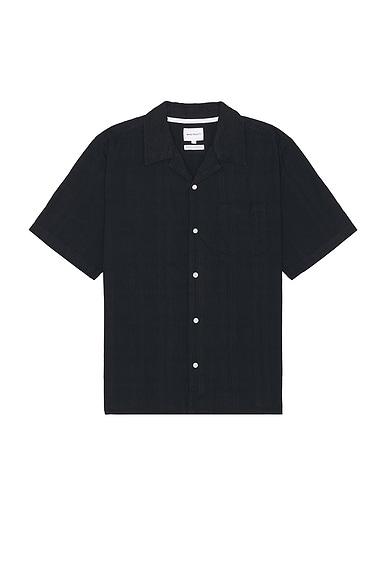 Norse Projects Carsten Relaxed Dobby Check Shirt in Dark Navy
