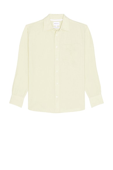 Norse Projects Algot Relaxed Cotton Linen Shirt in Pale Yellow