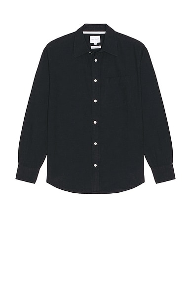 Norse Projects Algot Relaxed Cotton Linen Shirt in Dark Navy