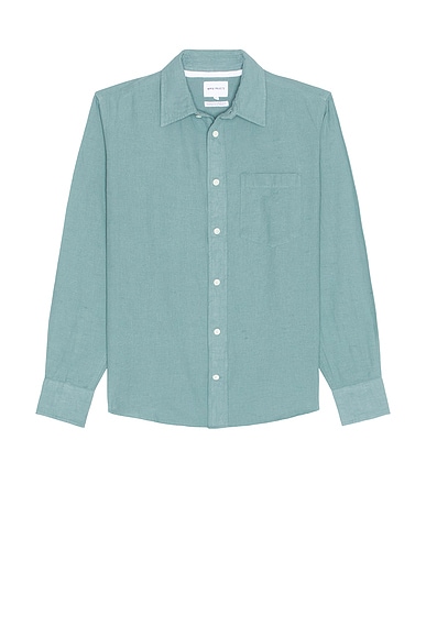 Norse Projects Algot Relaxed Cotton Linen Shirt in Greyish Blue