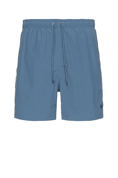 Shop Norse Projects Hauge Recycled Nylon Swimmers Short In Fog Blue