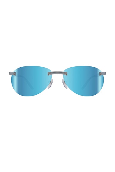 NRGY Voyager Sunglasses in Satin Chrome & Blue Water
