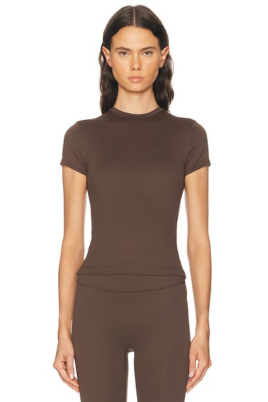 NikeSKIMS Matte Baby Short Sleeve Tee in Dark Sepia