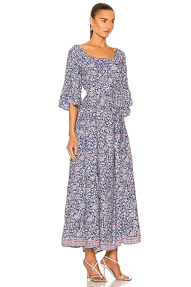Natalie Martin Mesa Maxi Dress With Sash In Floral Print Pelicano Blue ...