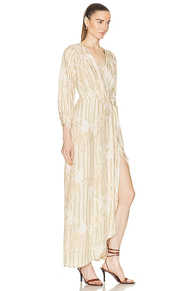 Shop Natalie Martin Kate Long Sleeve Dress In Sunflower Stripe Print Agave