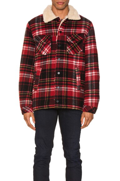 NUDIE JEANS NUDIE JEANS LENNY PLAID JACKET IN RED ALERT
