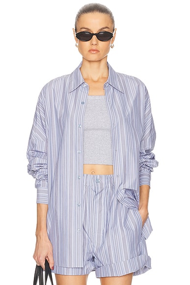 OURS THE BRAND Camicia Oversized Top in Blu Spiaggia