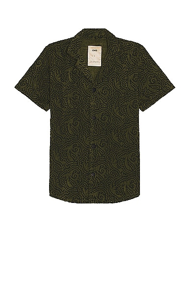 Shop Oas Squiggle Cuba Terry Shirt In Dark Green