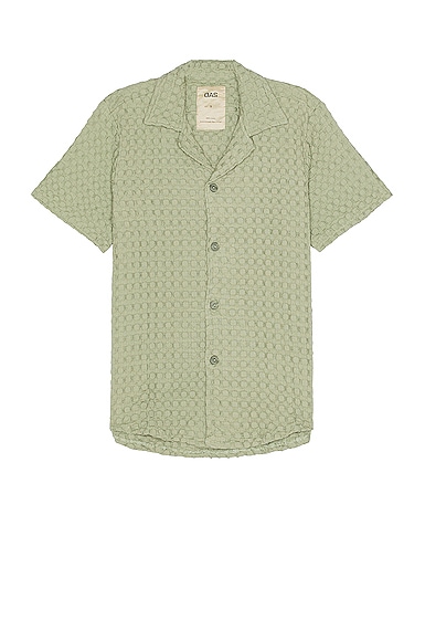 OAS Dusty Green Cuba Waffle Shirt in Green