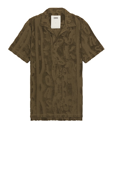 Shop Oas Jiggle Polo Terry Shirt In Olive