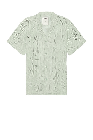 OAS Galbanum Cuba Crochet Shirt in Sage