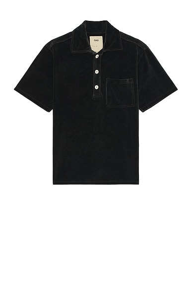 OAS Girona Velour Polo in Nearly Black