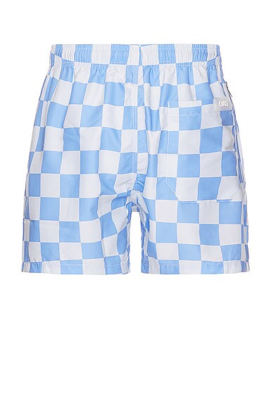 Shop Oas Blue Chess Swim Shorts In Light Blue