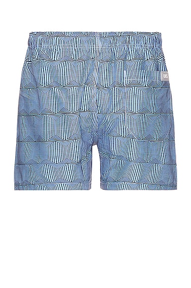 Shop Oas Indigo Frame Swim Shorts In Blue