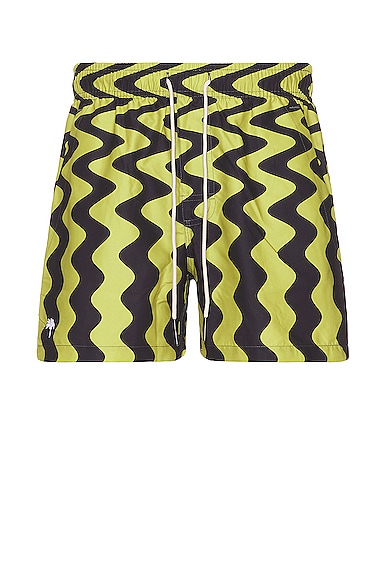 OAS Wiggle Swim Shorts in Black & Yellow