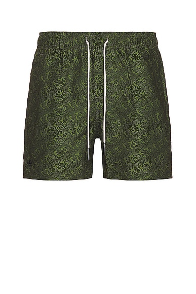 OAS Green Squiggle Swim Shorts in Green Squiggle