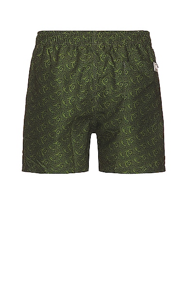 Shop Oas Green Squiggle Swim Shorts