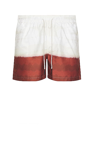 Shop Oas Vista Swim Shorts In White & Red