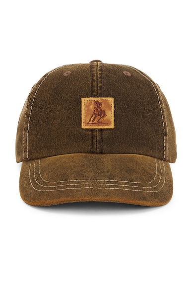 ONE OF THESE DAYS Running Horse Leather Patch Hat in Brown